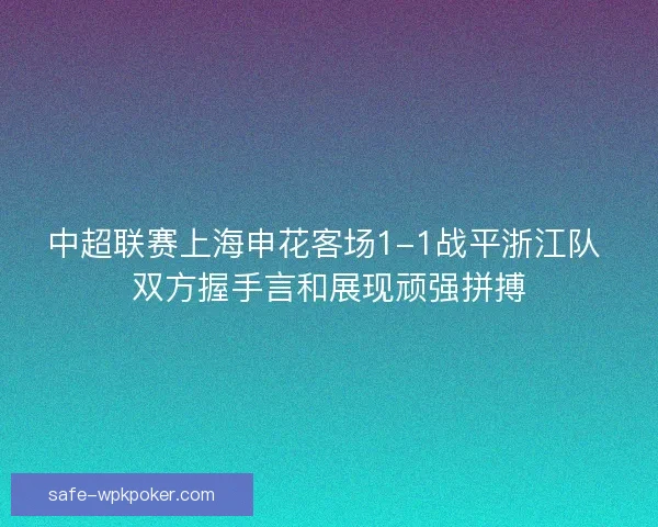 中超联赛上海申花客场1-1战平浙江队 双方握手言和展现顽强拼搏 中超联赛上海申花客场1-1战平浙江队 双方握手言和展现顽强拼搏