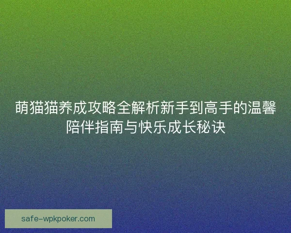 萌猫猫养成攻略全解析新手到高手的温馨陪伴指南与快乐成长秘诀 萌猫猫养成攻略全解析新手到高手的温馨陪伴指南与快乐成长秘诀