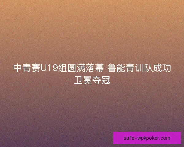中青赛U19组圆满落幕 鲁能青训队成功卫冕夺冠 中青赛U19组圆满落幕 鲁能青训队成功卫冕夺冠
